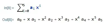 A screenshot demonstrating how a sum can be entered in Mathematica